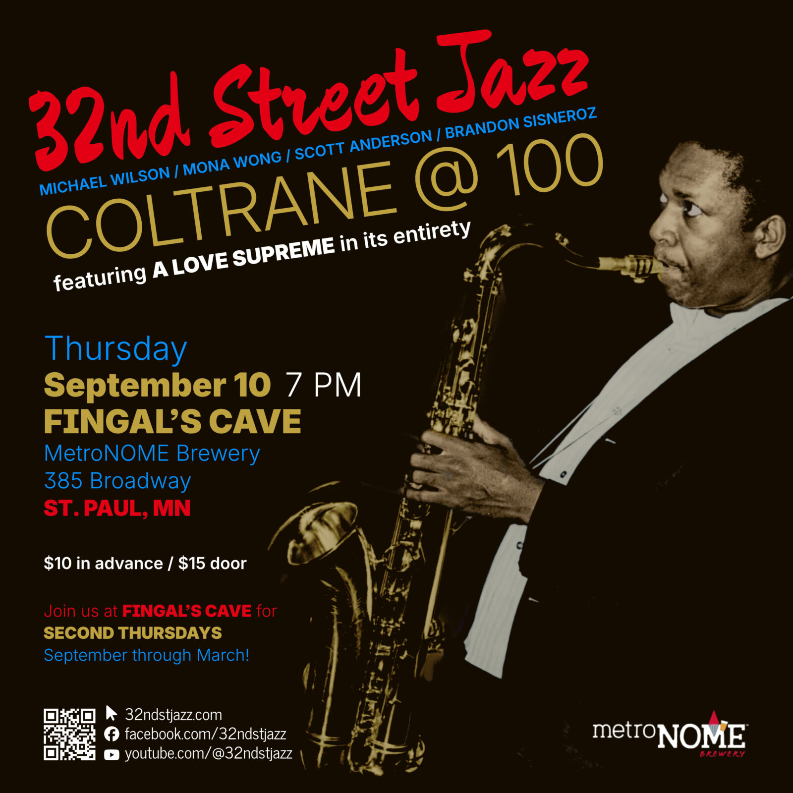 32nd Street Jazz - Coltrane @ 100 - Thursday, September 10 @ 7 PM